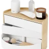 Organizer "Moona" w kolorze biało-beżowym na kosmetyki - 18 x 27 x 15 cm