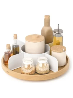 Organizer obrotowy "Bellwood" w kolorze beżowo-białym - wys. 10 x Ø 30 cm