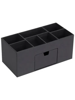 Organizer "Vendela" w kolorze antracytowym na biurko - 10 x 8,5 x 10 cm