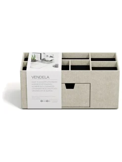 Organizer "Vendela" w kolorze beżowym na biurko - 10 x 8,5 x 8,5 cm
