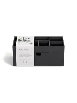 Organizer "Vendela" w kolorze czarnym na biurko - 10 x 8,5 x 10 cm