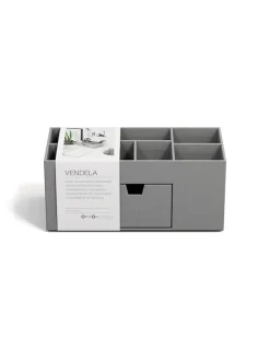 Organizer "Vendela" w kolorze szarym na biurko - 10 x 8,5 x 10 cm