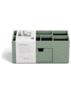 Organizer "Vendela" w kolorze zielonym na biurko - 10 x 8,5 x 8,5 cm