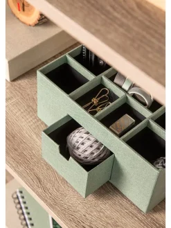 Organizer "Vendela" w kolorze zielonym na biurko - 10 x 8,5 x 8,5 cm