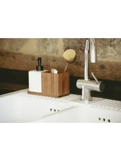 Organizer w kolorze biało-jasnobrązowym - 18,5 x 17 x 8,5 cm