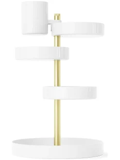 Organizer w kolorze biało-miedzianym na kosmetyki - wys. 35 x Ø 23 cm