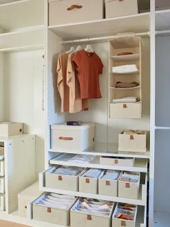 Organizery (2 szt.) w kolorze kremowym - 30 x 15 x 30 cm