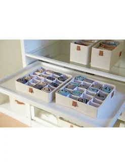 Organizery (2 szt.) w kolorze kremowym na bieliznę - 30 x 8 x 30 cm