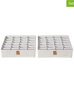 Organizery (2 szt.) w kolorze kremowym na bieliznę - 30 x 8 x 30 cm