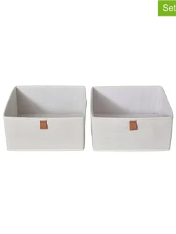 Organizery (2 szt.) w kolorze kremowym - 30 x 15 x 30 cm
