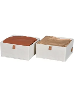 Organizery (2 szt.) w kolorze kremowym - 30 x 15 x 30 cm