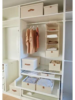 Organizery (2 szt.) w kolorze kremowym - 30 x 15 x 30 cm