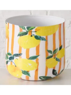 Osłonka w kolorze żółto-pomarańczowym na doniczkę - wys. 21 x Ø 23 cm