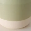Osłonka w kolorze zielono-kremowym na doniczkię - wys. 13,2 x Ø 13,4 cm