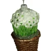 Ozdoba choinkowa "Basket with flowers" w kolorze zielono-brązowym - wys. 11 cm
