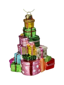 Ozdoba choinkowa "Gift Stack" ze wzorem - wys. 11,5 cm