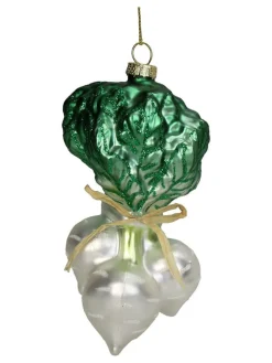 Ozdoba choinkowa "Raddish" w kolorze zielono-białym - wys. 12 cm