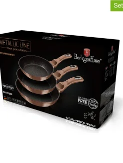 Patelnie (3 szt.) "Metallic Line" w kolorze różowozłotym