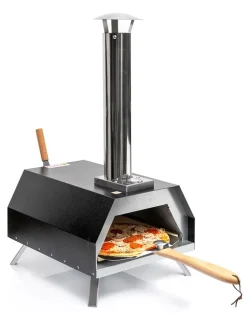 Piec do pizzy w kolorze czarnym na pellet