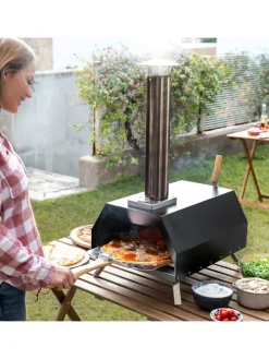Piec do pizzy w kolorze czarnym na pellet
