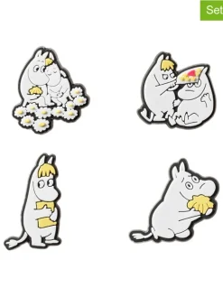 Piny 3D (4 szt.) "Moomin" w kolorze biało-żółtym - dł. 2 cm