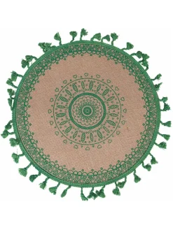 Podkładki stołowe (6 szt.) w kolorze zielono-beżowym - Ø 38 cm