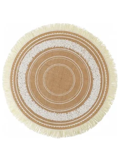 Podkładki stołowe (6 szt.) w kolorze brązowo-białym - Ø 38 cm