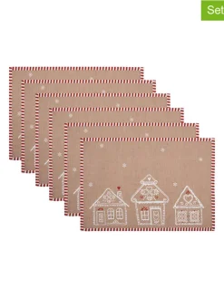 Podkładki stołowe (6 szt.) w kolorze beżowym - 22 x 48 cm