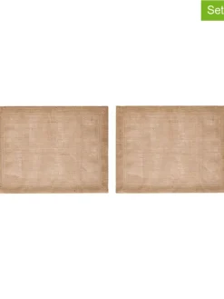 Podkładki stołowe (2 szt.) w kolorze beżowym z juty - 45 x 35 cm