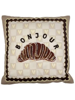 Poduszka "Croissant" w kolorze beżowo-brązowym - 45 x 45 cm