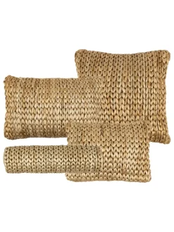 Poduszka w kolorze jasnobrązowym z juty - szer. 62 x Ø 16 cm