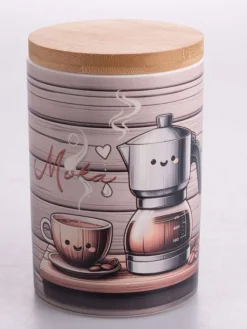 Pojemnik "Coffee Time" w kolorze biało-jasnobrązowym - 750 ml