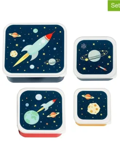 Pojemniki (4 szt.) "Space" w kolorze granatowym na lunch