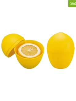 Pojemniki (2 szt.) w kolorze żółtym na cytrynę - 11 x Ø 9 cm