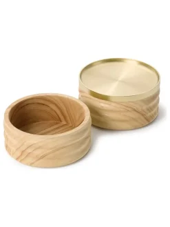 Pojemnik "Tesora" w kolorze złoto-beżowym - wys. 13 x Ø 12 cm