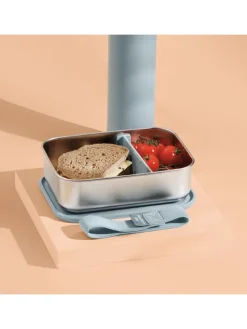 Pojemnik w kolorze srebrno-błękitnym na lunch - 21,5 x 6,3 x 15,5 cm