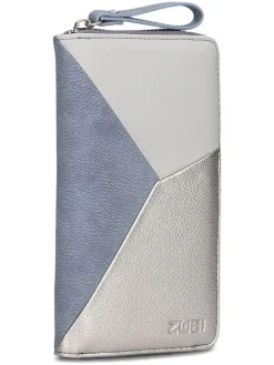 Portfel w kolorze błękitno-szaro-srebrnym - 11 x 20 x 3 cm