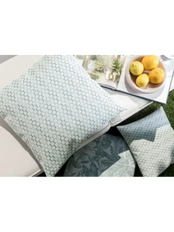 Poszewka outdoorowa w kolorze kremowo-zielonym na poduszkę - 50 x 50 cm