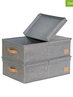 Pudełka (2 szt.) "Premium" w kolorze szarym - 50 x 33 x 16 cm