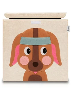 Pudełko "Dog" w kolorze jasnobrązowo-beżowym - 33 x 33 x 33 cm