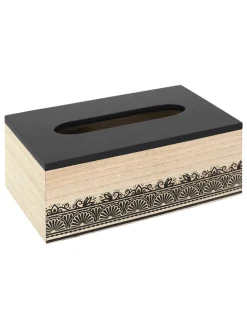Pudełko w kolorze czarno-beżowym na chusteczki - 24 x 8,5 x 14 cm