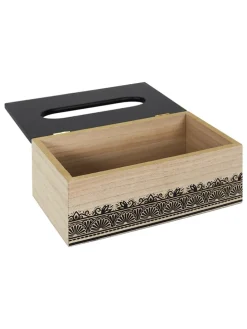 Pudełko w kolorze czarno-beżowym na chusteczki - 24 x 8,5 x 14 cm