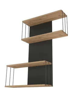 Regał ścienny w kolorze czarno-brązowym - 65 x 96 x 19 cm