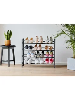 Regał "Loft" w kolorze czarnym na buty - 62-116 x 68 x 23 cm