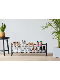 Regał "Loft" w kolorze czarnym na buty - 62-116 x 36 x 23 cm