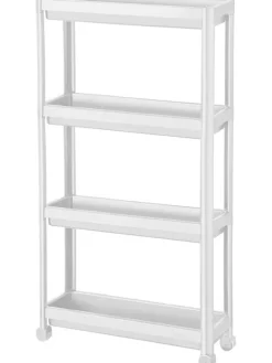 Regał w kolorze białym na kółkach - 54 x 101 x 5,5 cm