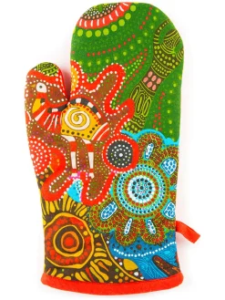 Rękawica kuchenna w kolorze pomarańczowym ze wzorem - 32 x 18 cm