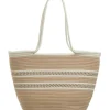 Shopper bag w kolorze beżowym - 45 x 30 x 15 cm