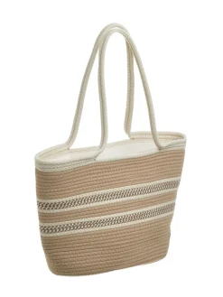 Shopper bag w kolorze beżowym - 45 x 30 x 15 cm