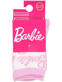 Skarpety (3 pary) "Barbie" w kolorze jasnoróżowym